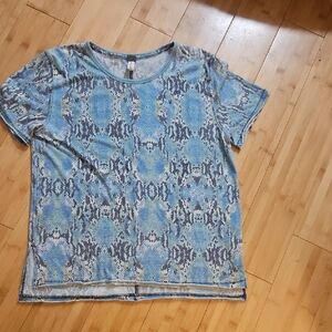 Free People Blue Snake Print T-Shirt